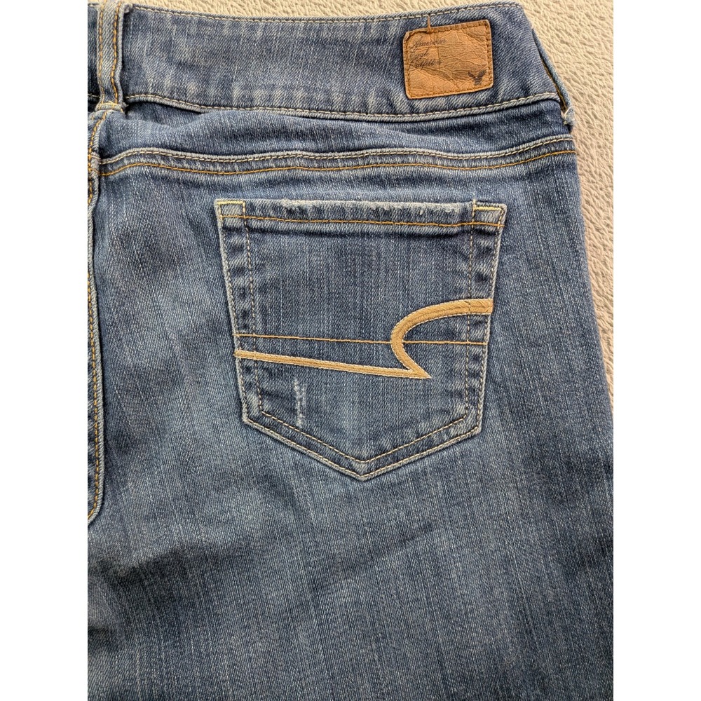 American Eagle Artist Flare Jeans Womens Blue Denim Stretch Medium Wash 34x33